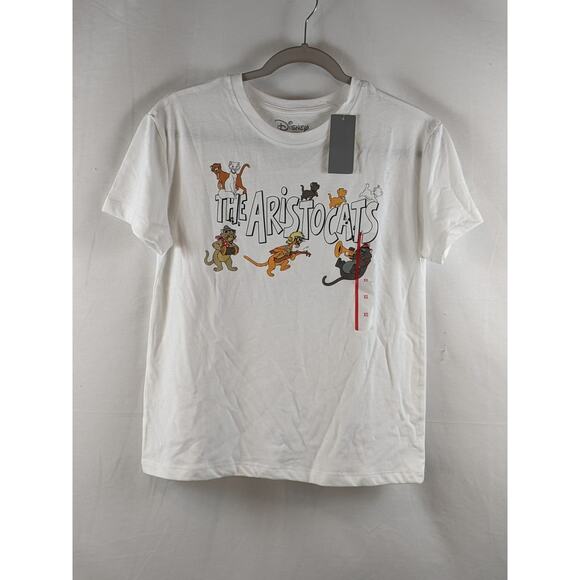 Disney Aristocats Short Sleeve Graphic TShirt XS White Casual Pullover Crew Tee - Picture 5 of 6
